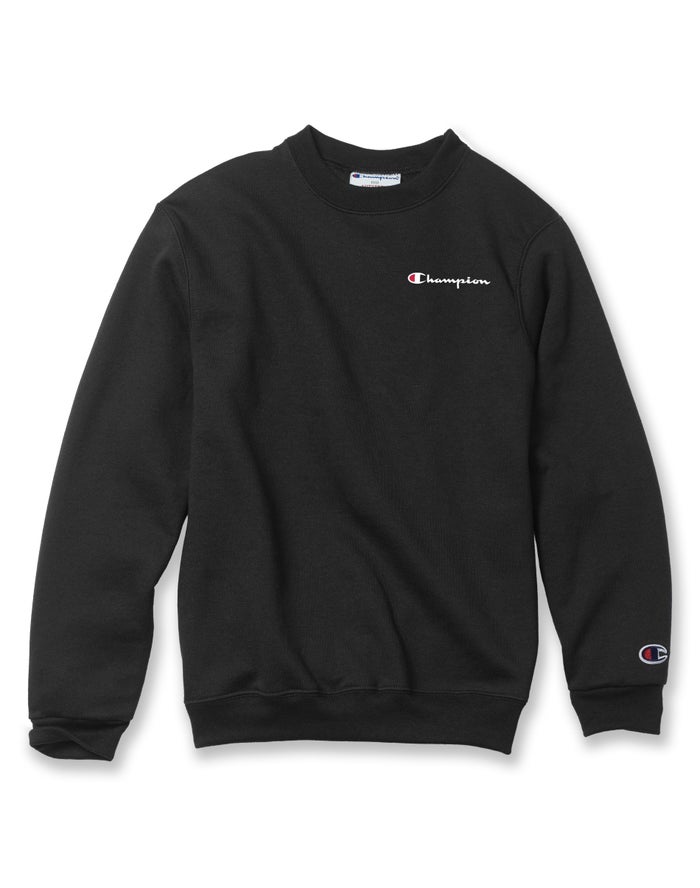 Champion Double Dry Script Logo Erkek Çocuk Sweatshirt Siyah ( NTGIAJ382 )